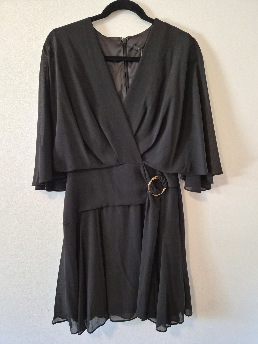 Alex Marie Black Wrap-Style Cocktail Dress Size 6